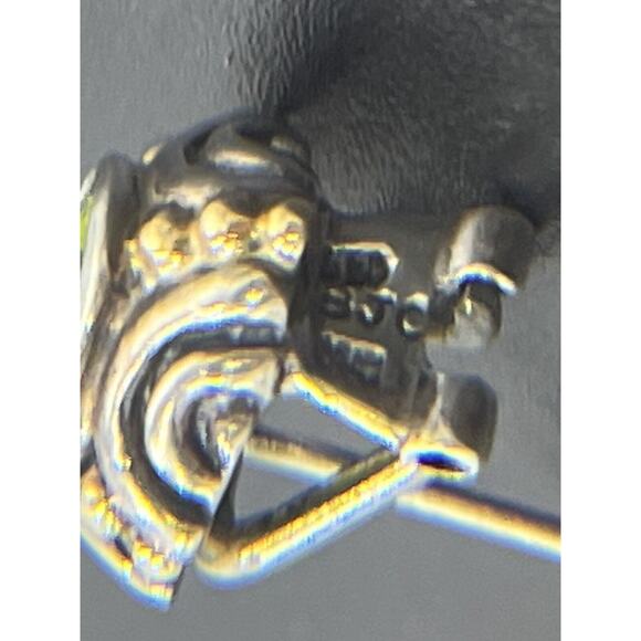 BJC Samuel Benham Sterling Silver Sign 14k Gold Oval Peridot Stud Omega Earrings - Picture 11 of 16